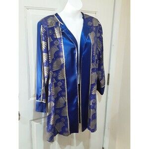 Vintage Womens Jacket, F.A.D. Blue and Gold Ornate,  Sz 1x Statement